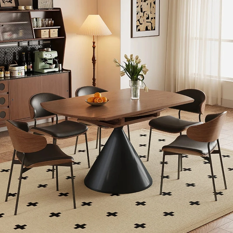 

Folding solid wood dining table, medieval household small apartment dining table