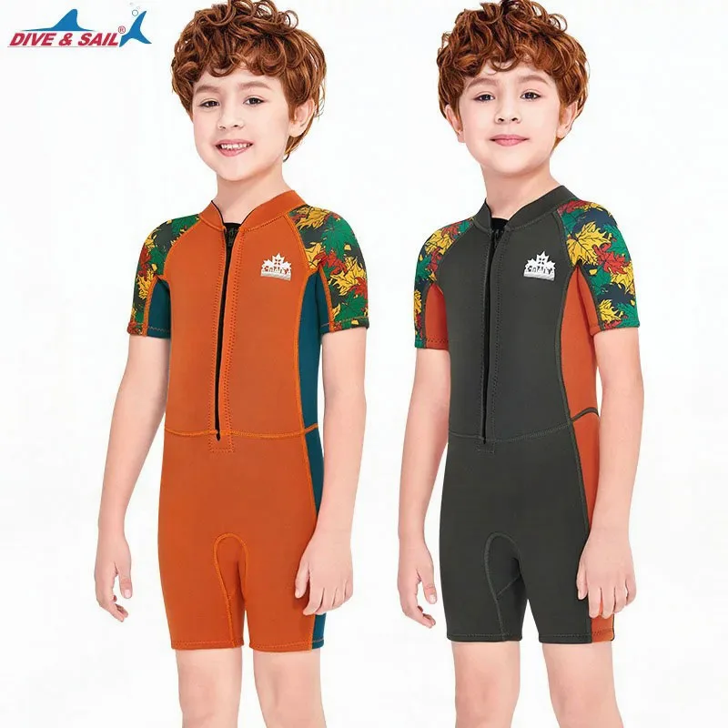 

2.5mm Children's diving suit One-Piece Thickened Warm Swimsuit Short Sleeve Children's Cold-Proof Swimsuit ﻿