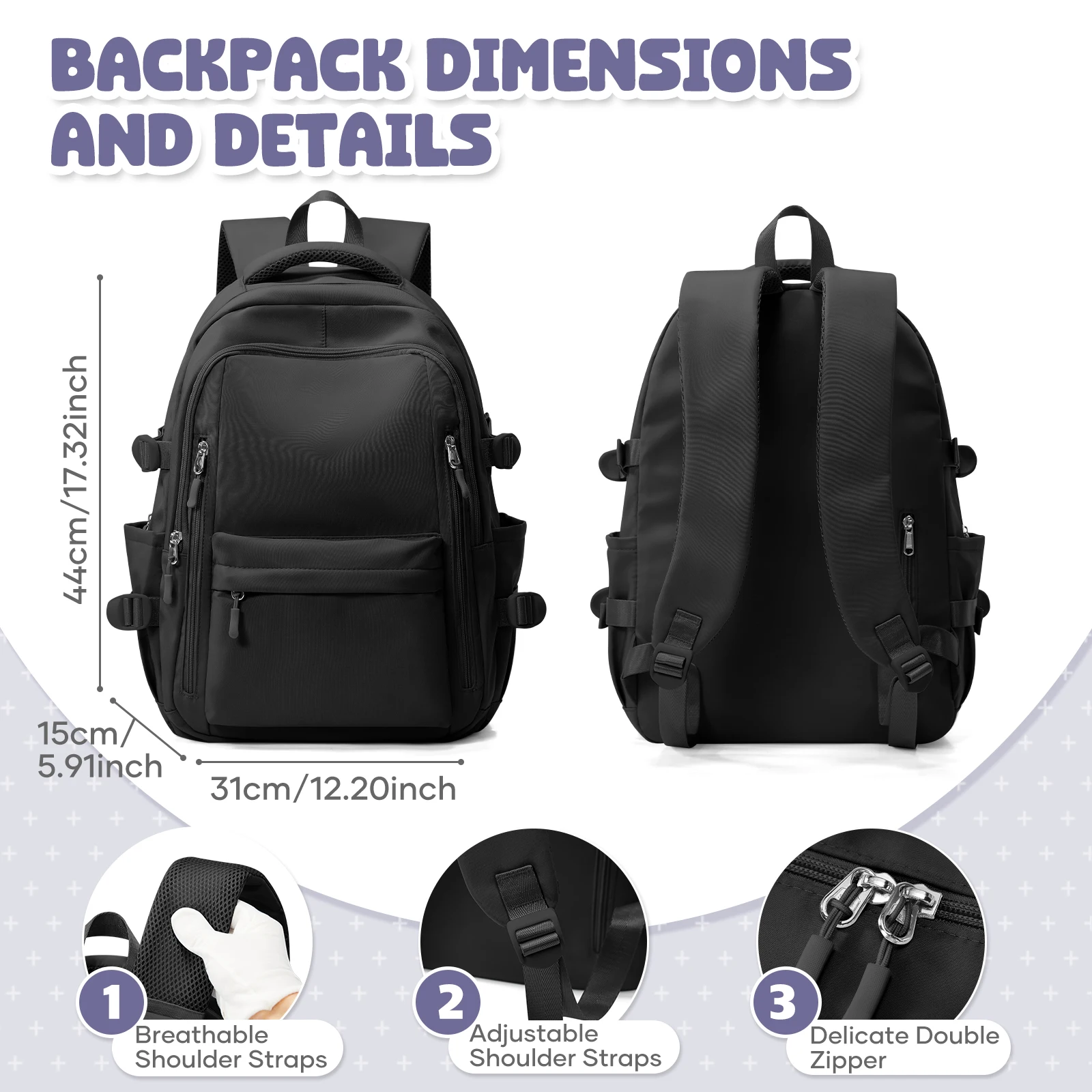 軽量カジュアルバックパック、15.6インチのラップトップバックパック、女性、男性、女の子、男の子、ティーンエイジャー向けのスクールバックパック