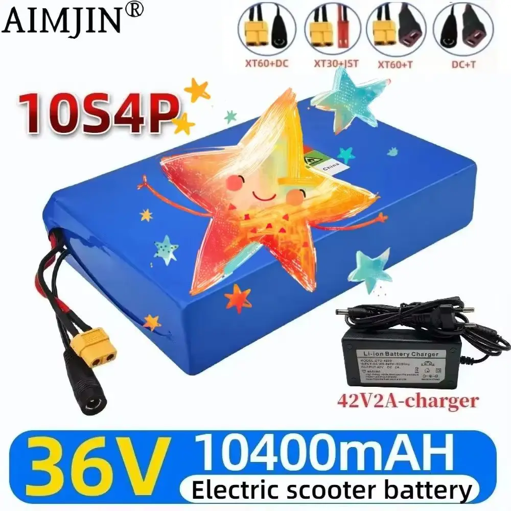 

36V 10400mAh 10S4P Lithium-ion Battery Pack for Bicycles Cars Electric Scooters with Built-in Battery Management System (BMS)