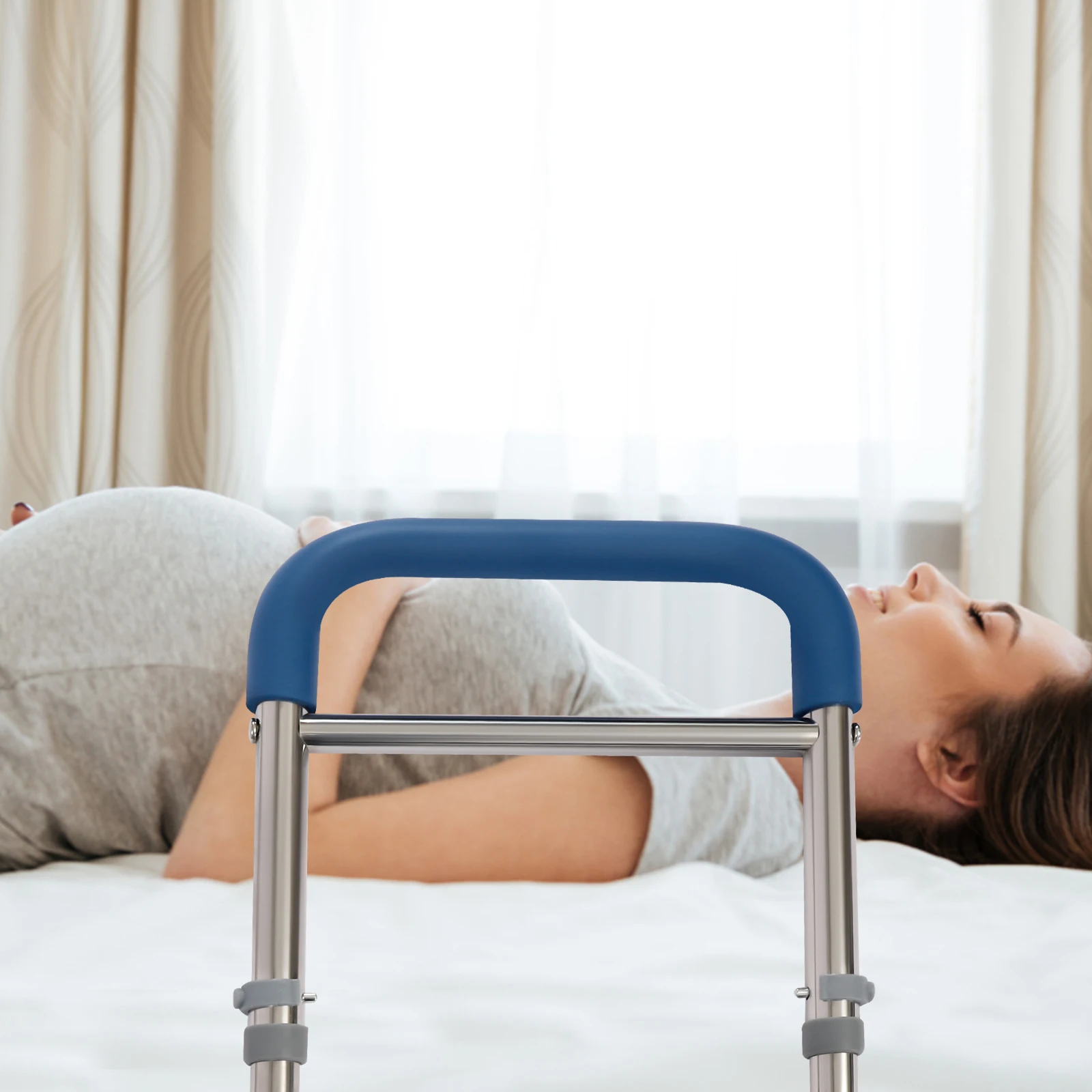 Adjustable Height Bed Cane, Standing Assist Handle for Elderly & Seniors, 220lbs Weight Capacity Safety Rail, Home Mobility Aid
