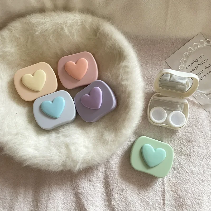 Three-dimensional Love Contact Lenses Case Beauty Eye Box Travel Portable Contact Lens Box Girls Colored Contact Lenses Box