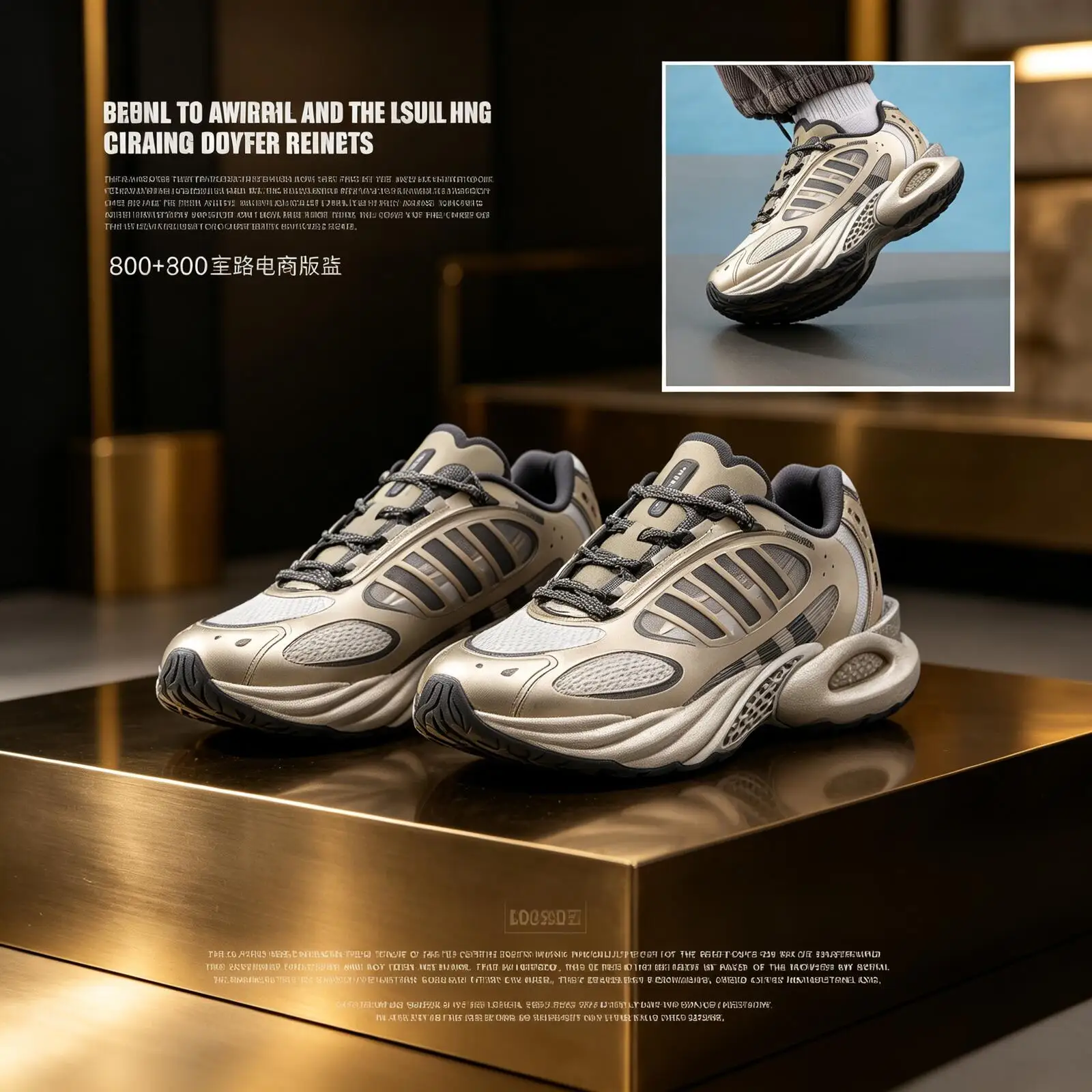 Adidas Men Bronze Metallic Hollow Chunky Dad Sneakers Breathable Mesh Shock Absorbing Running Shoes JQ4947