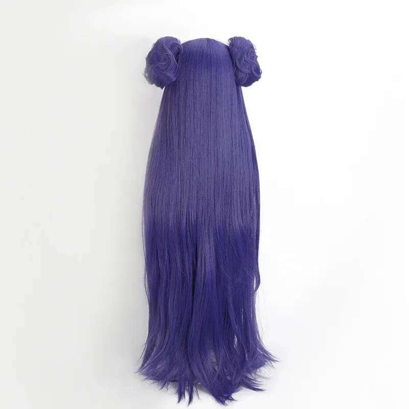 Wig Cosplay Anime Ranma 1/2 Ranma Nibun-no-Ichi Sanggul Panjang Ungu Alat Peraga Rambut Sintetis Tahan Panas