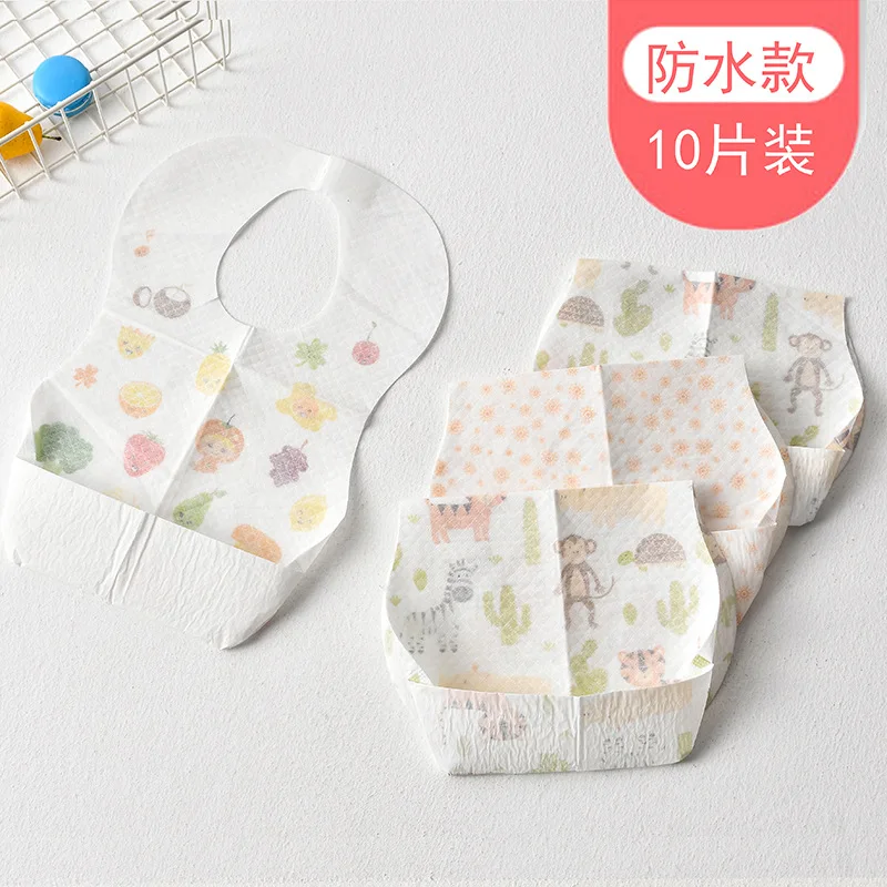 Baby Disposable Bib Cartoon Outdoor Portable Baby Drool Towel Feeding Bib Waterproof Oil Proof No Wash Baby Accessories Bibs