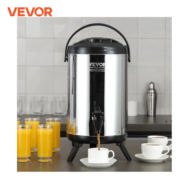 VEVOR Stainless Steel Insulated Beverage Dispenser 2 Gallon 7.6 Liter Thermal Hot and Cold Drink Server Dispenser