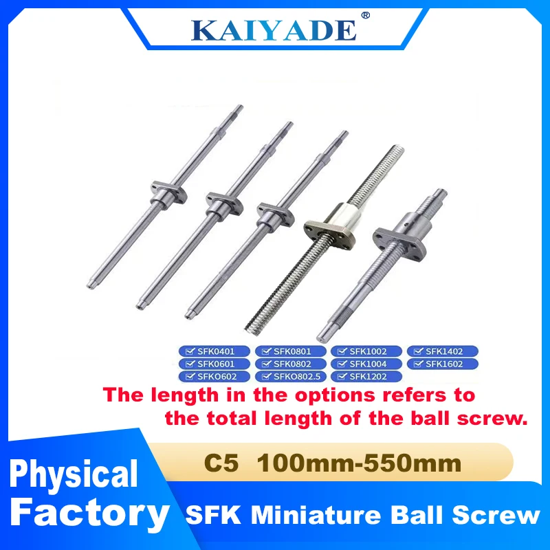

C5 Miniature Ball Screw SFK0802 SFK1002 1004 6mm 8mm 10mm 12mm for 3D Printer 100mm - 550mm with SFK Ball Nut Precision Motion