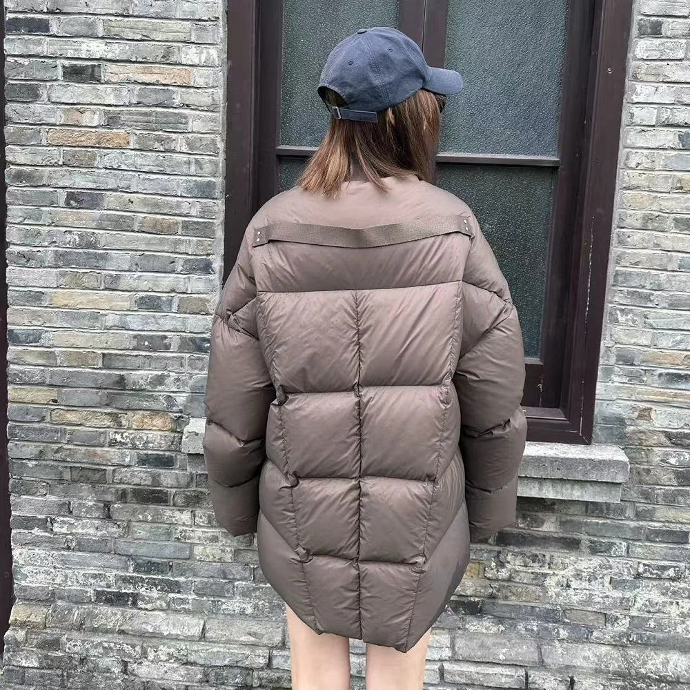 2024 women's winter down jacket satin windproof warm plaid zipper loose women's baseball jacket coat y2k New tops jacket