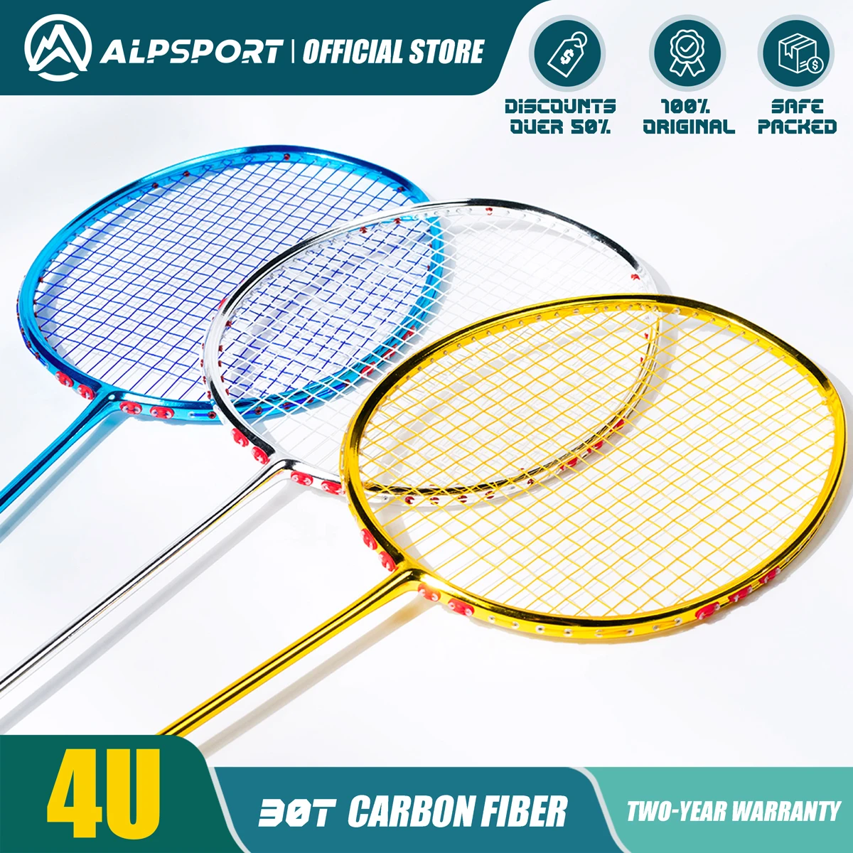 

ALP DU 4U 82g Badminton racket MAX 32 lbs 100% Carbon Fiber with Dust-Free Plating Design Reket Professional Import Offense