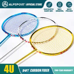 ALP DU 4U 82g Raquete de Badminton Máximo de 32lbs Raquete 100% fibra de carbono Design de revestimento sem pó Raquete Importação profissional Ultra-leve e ofensiva