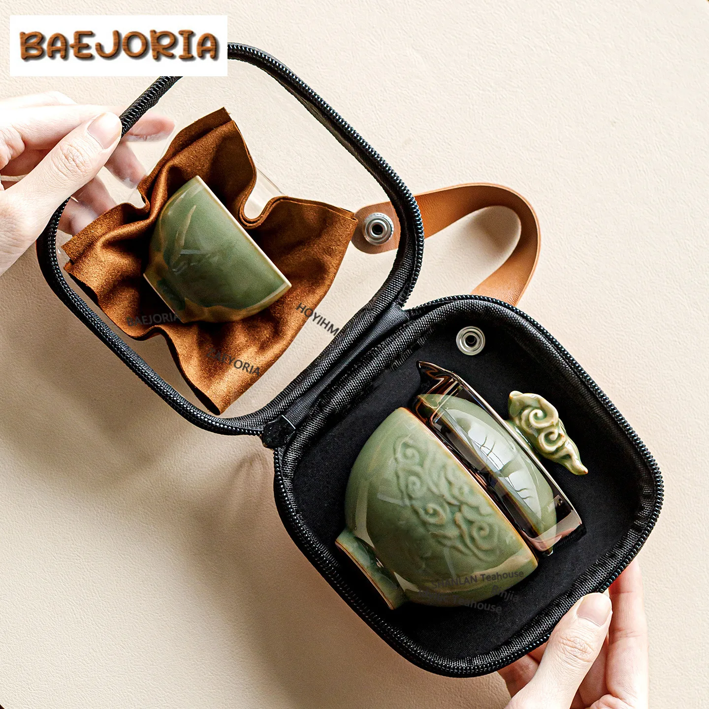 Bamboo Green Travel Tea Set Kit Boutique Teapot And Tea Cup Set 1 Pot 2 Cups Tea Making Organizer Portable Camping Stock Bags