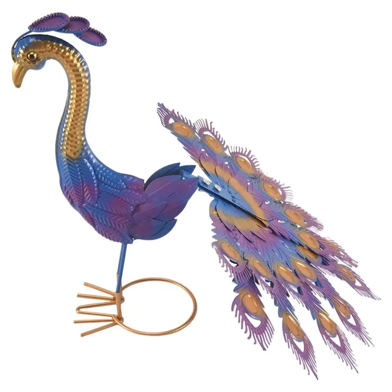 

A67K-Beautiful Peacock Yard Art Garden Statue Realistic Metal Peacock Lawn Decoration Outdoor Sculpture Easy DIY Assembly