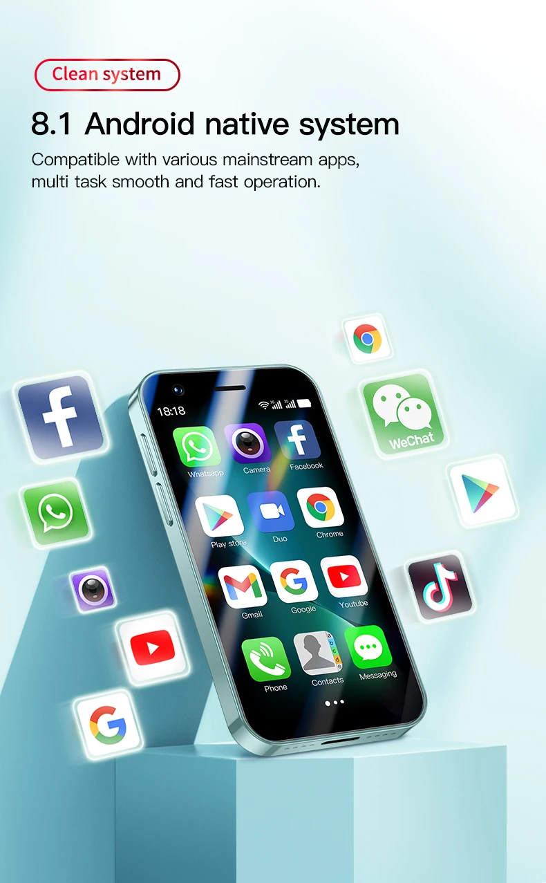 F8 Pro Max SOYES 3G Mini Smartphone 3.0inch IPS MTK 1GB RAM 16GB ROM Dual SIM Bluetooth WIFI Type-C WCDMA Android Mobile Phone