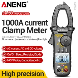 ANENG CM83 Digital Clamp Meter 4000 Count Multimeter 1000A AC Current Capacitance DC/AC Voltmeter NCV Sense Ohmmeter Tester Tool