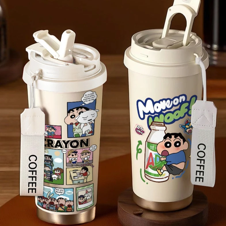 

Crayon Shin-chan High-quality appearance stainless steel cup with long straw, large capacity insulated cup, coffee cup