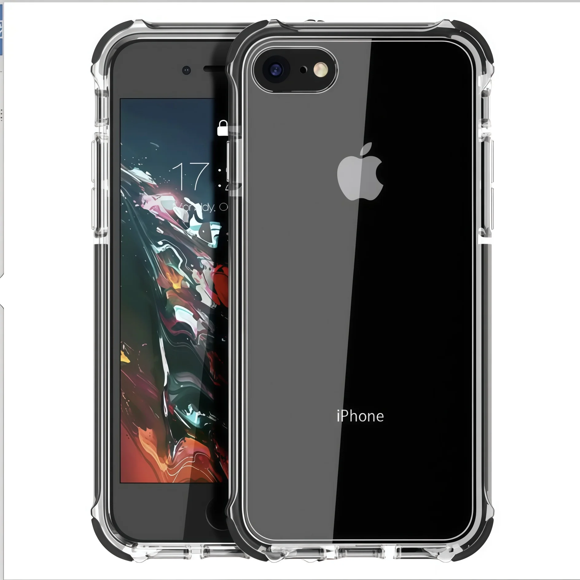 Transparentes Schwarz ohne Vergilbung, stoßfeste TPU-Handyhülle für iPhone SE2022/SE2020/7/8/7+/8+/6/6+ – Detail 1