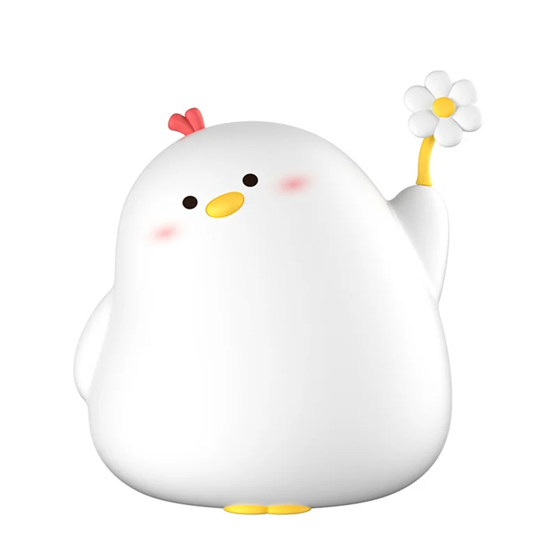 Veilleuse mignonne en forme de poulet poubelle, veilleuse pour chambre/lit de chevet, lampe souple en Silicone avec minuterie de 30 minutes et arrêt automatique, cadeau parfait