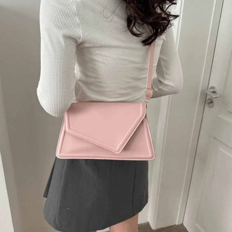 Mulheres Casual Crossbody Bolsa Ombro Irregular Sólido Bolsa Vintage PU Bolsa