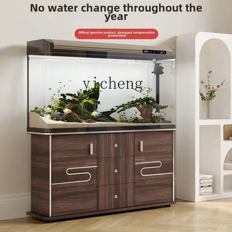 Sala de estar XL, acuario de vidrio sin agua de piso a techo para el hogar de tamaño pequeño y mediano, tanque de peces dorados creativo
