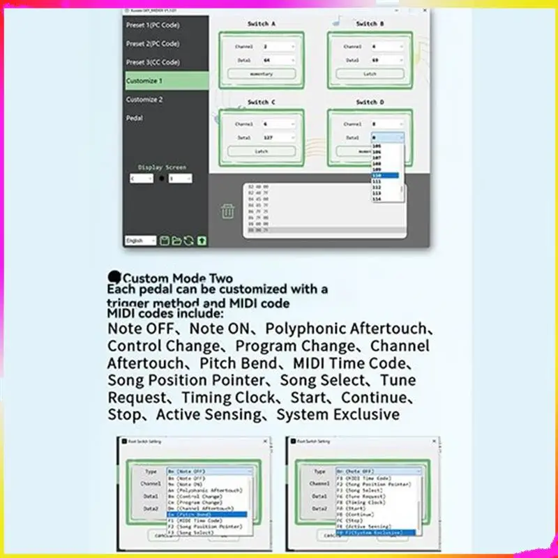 M04K MIDI دواسة التحكم وضع الصوت اللاسلكي تبديل أربع خطوات مسمار الغيتار الذكي دواسة للجيتار الكهربائي