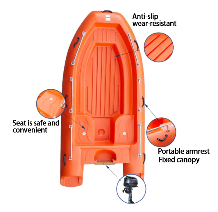 رحلات/قوارب صيد بلاستيكية رخيصة 3.5 م 4 م لوحة 4-6 أشخاص بلاستيك البولي ايثيلين ألوان متعددة مع محرك خارجي #2