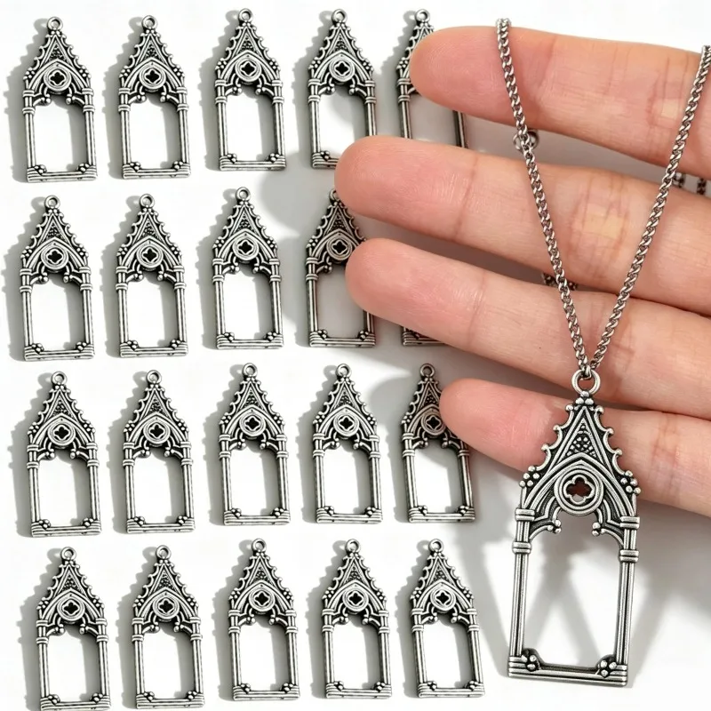 Gothic Vintage Hollow Out Castle Church Charms Pendant Niche Design Windows Pendants Charms Jewelry Making DIY Jewelry Findings