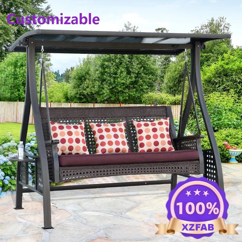 Factory Direct 2026 New Product Luxury Outdoor Garden Furniture Set Rust-proof Aluminum Garden Swings Outdoor Swing with Canopy