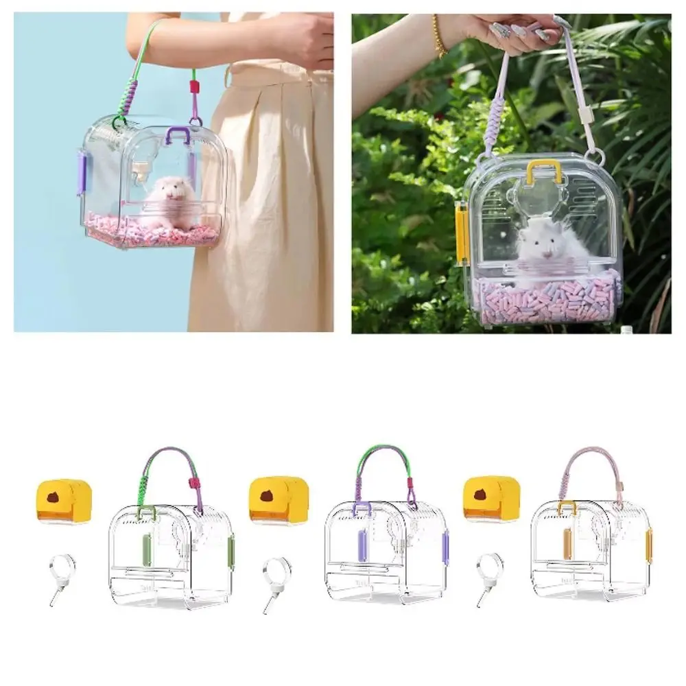 

Portable Pet Outgoing Cage Detachable with Cage Cover Travel Hamster Carrier Breathable with Water Bottle