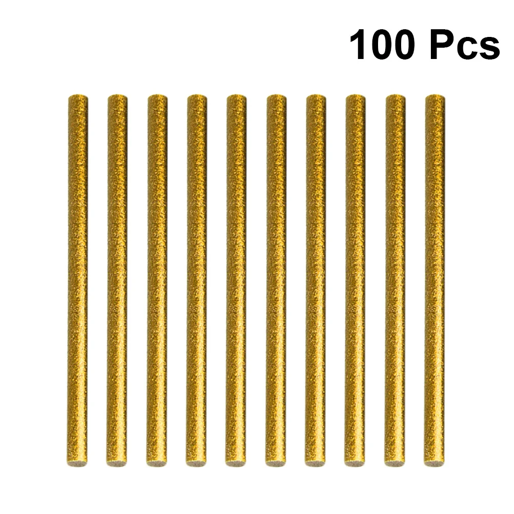 100Pcs Colorful Hot Melt Glue Sticks 7x100mm Golden Resin Material High Strength Aging Resistance for Electronics Fiber Fixation