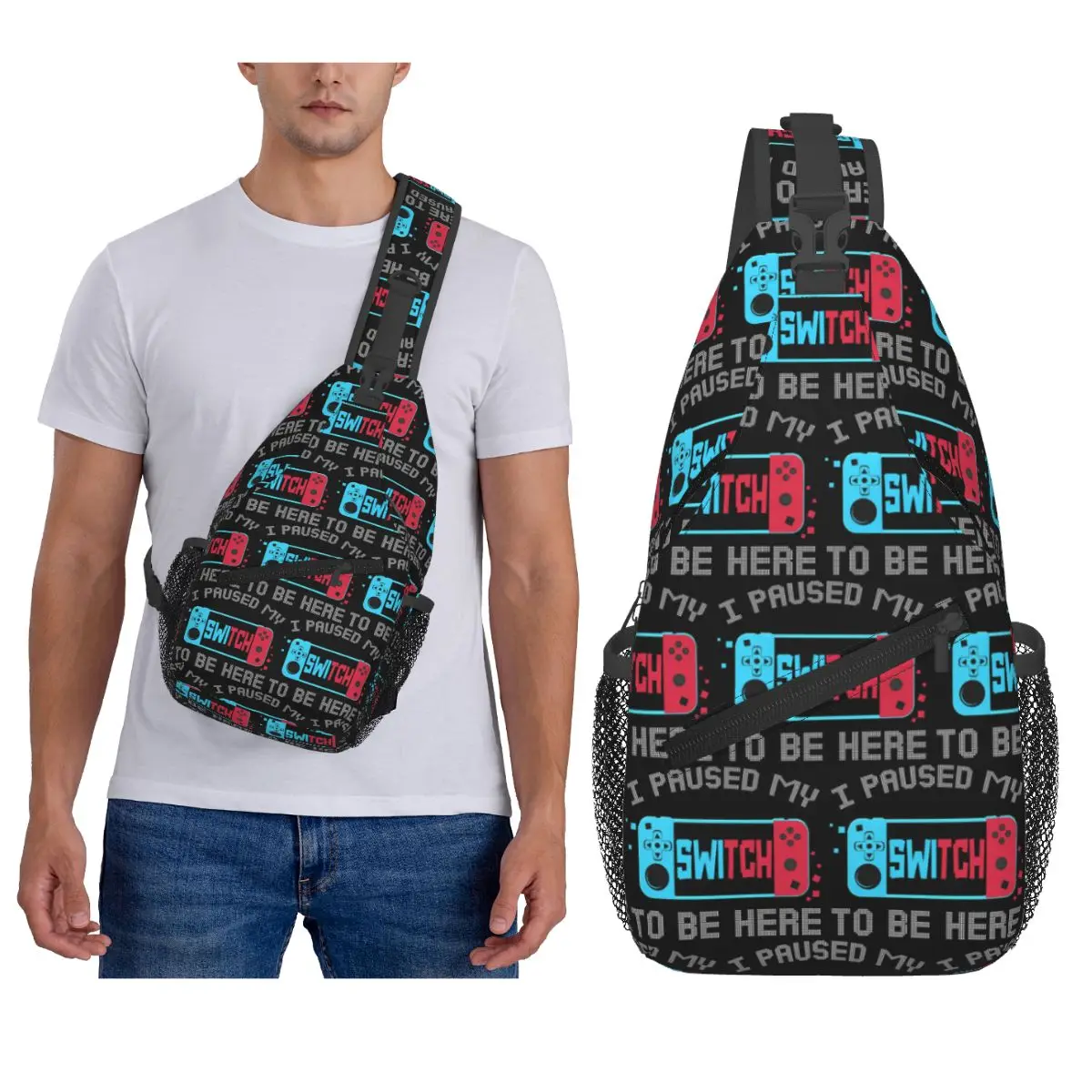 

Cool Gamepad Gifts 3D Cartoon Chest Bag Men Sling Crossbody Backpack Chest Bag Traveling Hiking Daypack Shoulder Bag