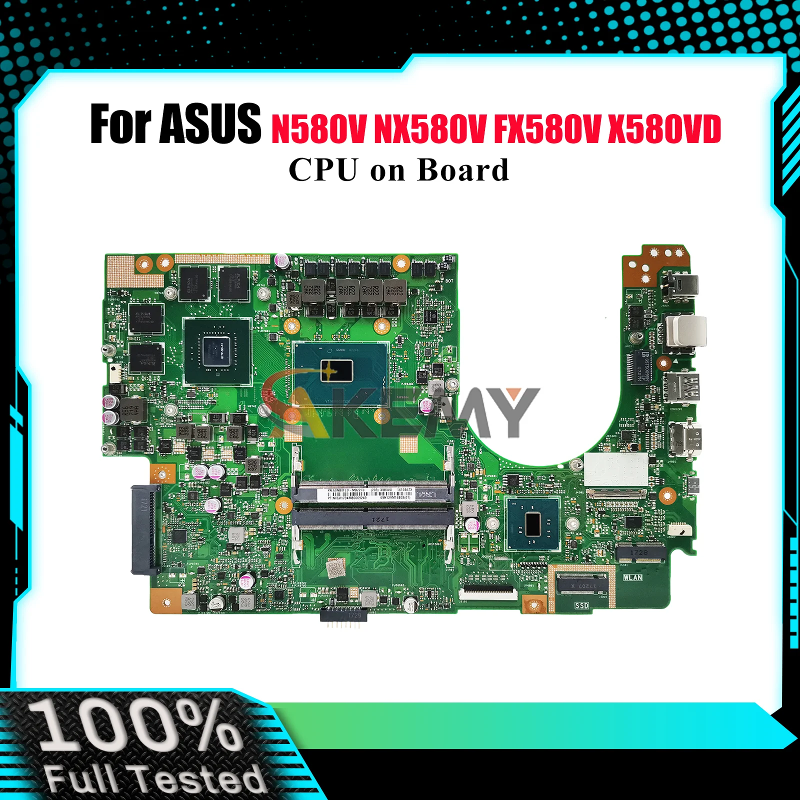 

Материнская плата для ноутбука X580VD для ASUS VivoBook N580V X580V NX580V X580VN X580VD FX580V с процессором 100% тестирование ОК быстрая доставка