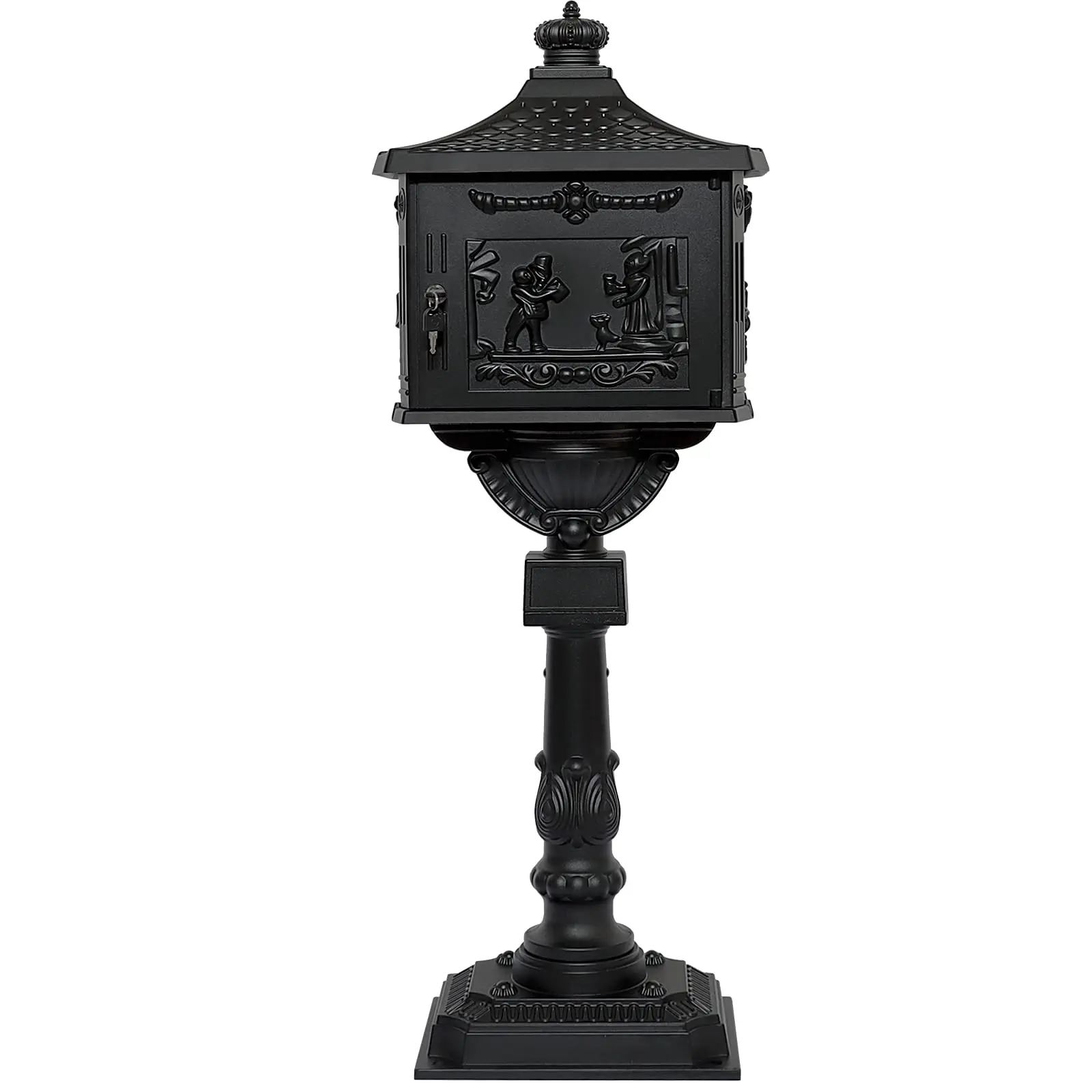Mailbox Cast Aluminum Black Mail Box Postal Box Security Heavy Duty New