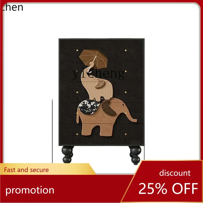 

ZML Solid Wood Five-Drawer Cabinet Modern Living Room Sideboard Storage Home Bedroom Wall-Mounted Storage Cabinet