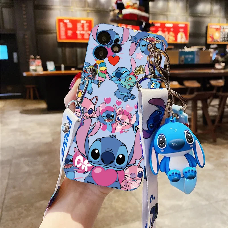 Cartoon Cute Stitch Angel Case For Realme Note 50 C53 C35 C67 C55 C51 11 12 Pro 5G 3D Pendant Tpu Cover