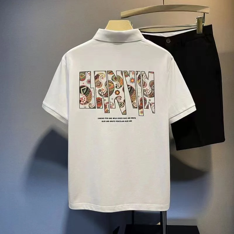 

Футболка-поло мужская с буквенным принтом, тенниска с воротником, акварельная майка в стиле хип-хоп, аниме, с коротким рукавом, свободного покроя, размер Xl