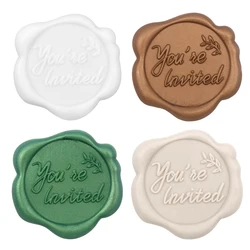 25pcs You're lnvited Wax Seal Stickers, (White, Gold, Green) Envelope Seal Stickers Envelope Seals Self Adhesive Gold Stickers