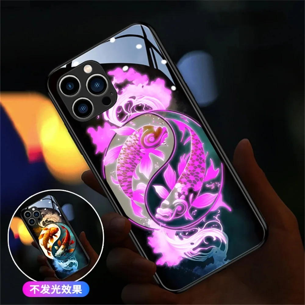 Butterfly Moon Sea Voice Sensing LED Light Up Glowing Luminous Phone Case For iPhone 15 14 13 12 11 Pro Max X XR XS SE2020 6 7 8