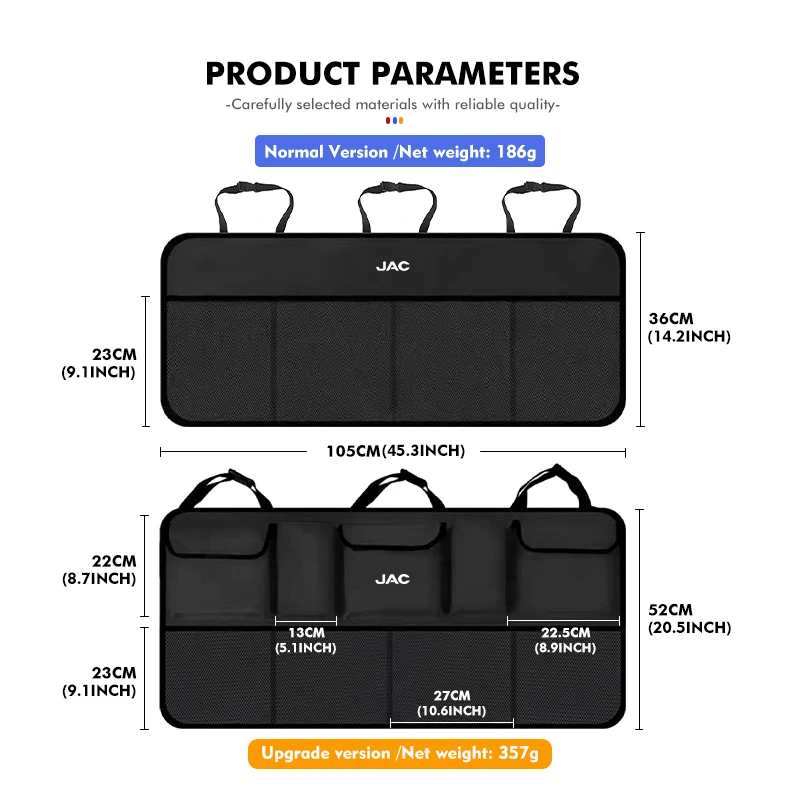 Car Backseat Hanging Multi Pocket Storage Bag Accessories For JAC S2 J3 Board JS2 S3 JS3 J2 S5 T8 Refine J5 J6 J7 J4