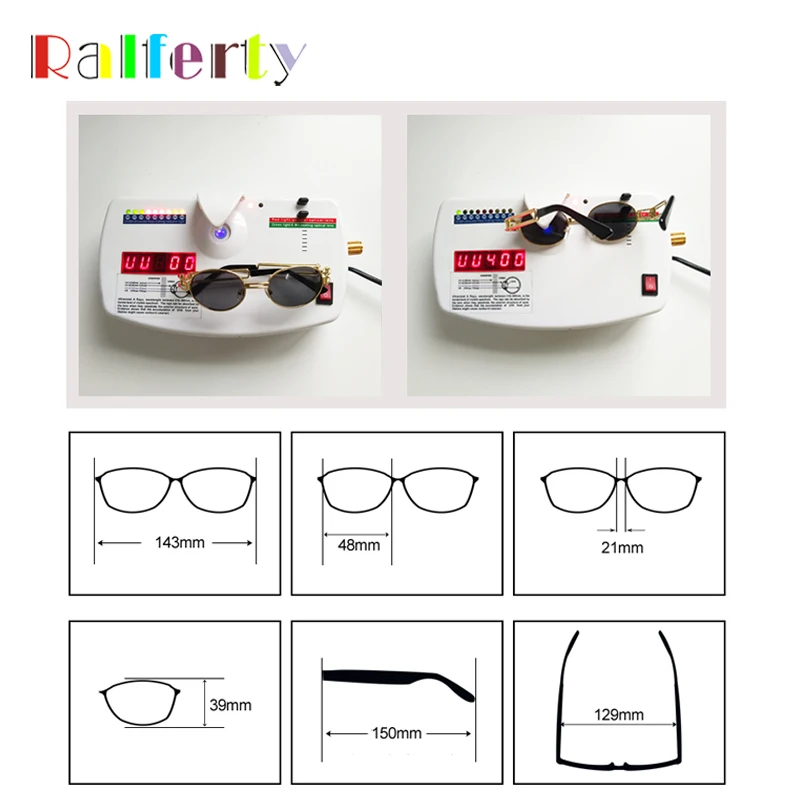 Ralferty Retro małe okrągłe okulary przeciwsłoneczne mężczyźni mężczyzna w stylu Vintage Steampunk okulary kobiety Hip Hop złote okulary okulary UV400 luneta — zdjęcie 5