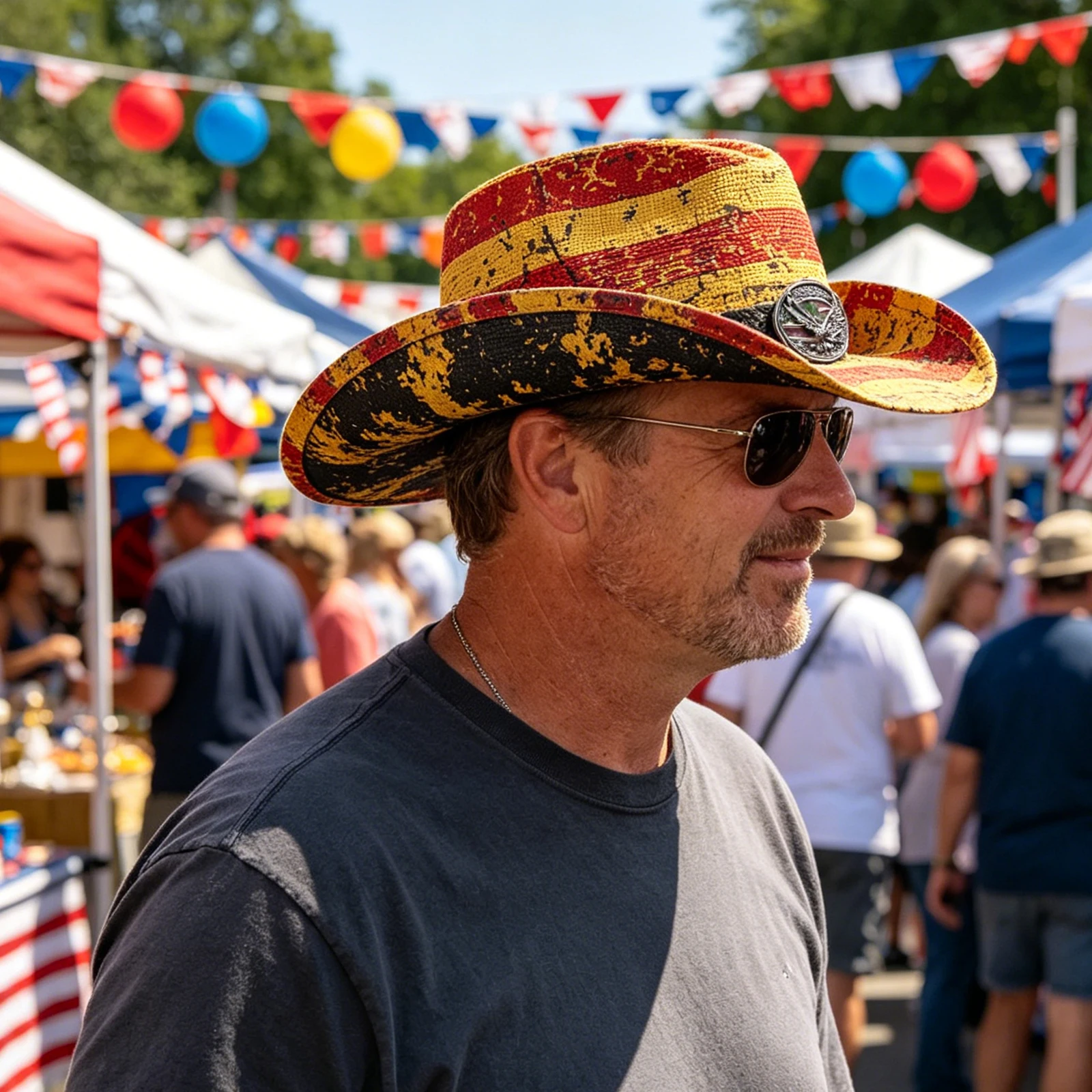 4th of July Cowgirl Hat Star Stripe Flag Pattern Patriotic Western Cap Jazz Hat Independence Day Panama Hat for Male Party Hats view 4