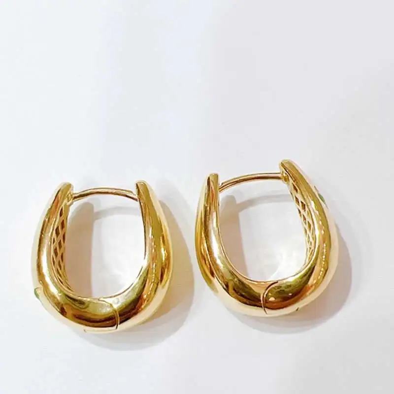 New 18K Yellow Gold Earrings Women AU750 Gold Hoop Earrings