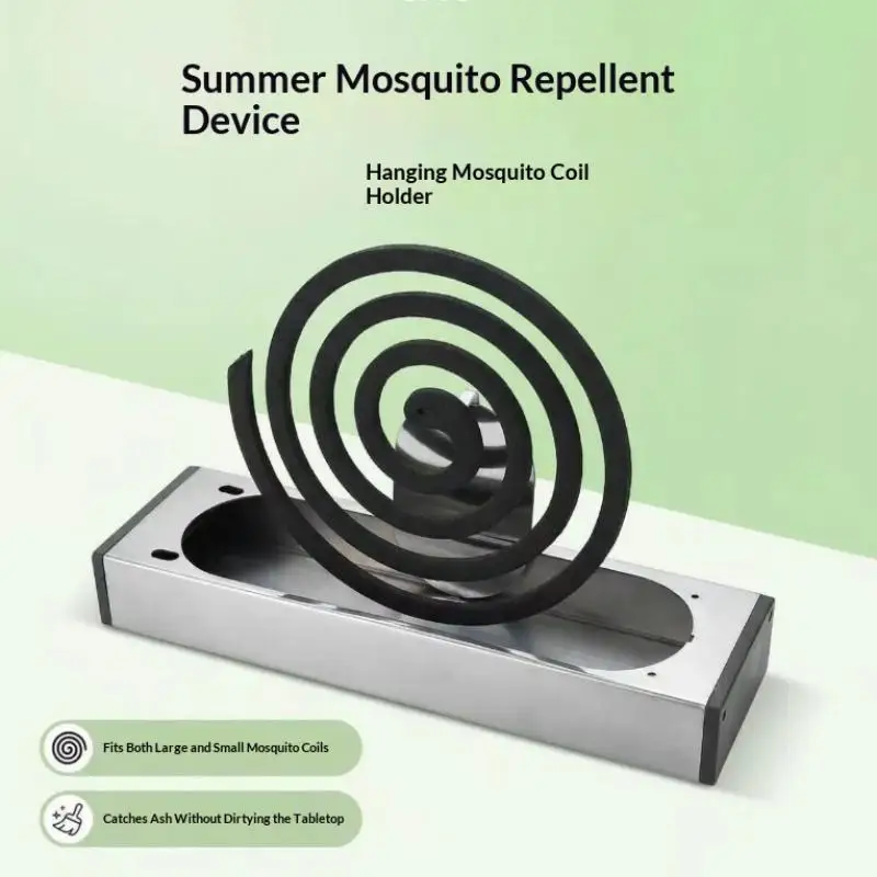 【M】Multi Use Mosquito Coil Holder With Ash Catcher Fireproof Stainless Steel Mosquito Repellent Coil Stand
