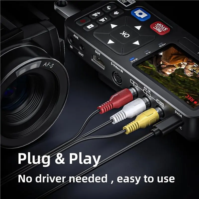 UNISHEEN For VHS To Digital Converter For VHS, VCR, DVR, DVD, Cassette Gaming Consoles-Video Recording Function US Plug - view 3