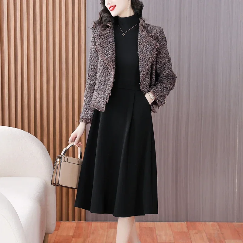 

2023 autumn and winter new high-order small fragrant wind foreign style two-piece suit base dress