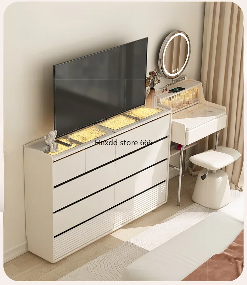 Modern simple ultra-narrow ten-chest cabinet, thin cabinet at the end of the bed against the wall