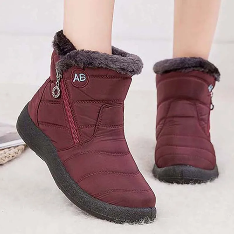 Snow Women Boots Flat Ladies Shoes Waterproof Shoes Woman Zipper Platform Boots Fur Soft Winter Shoes Women Botas Mujer