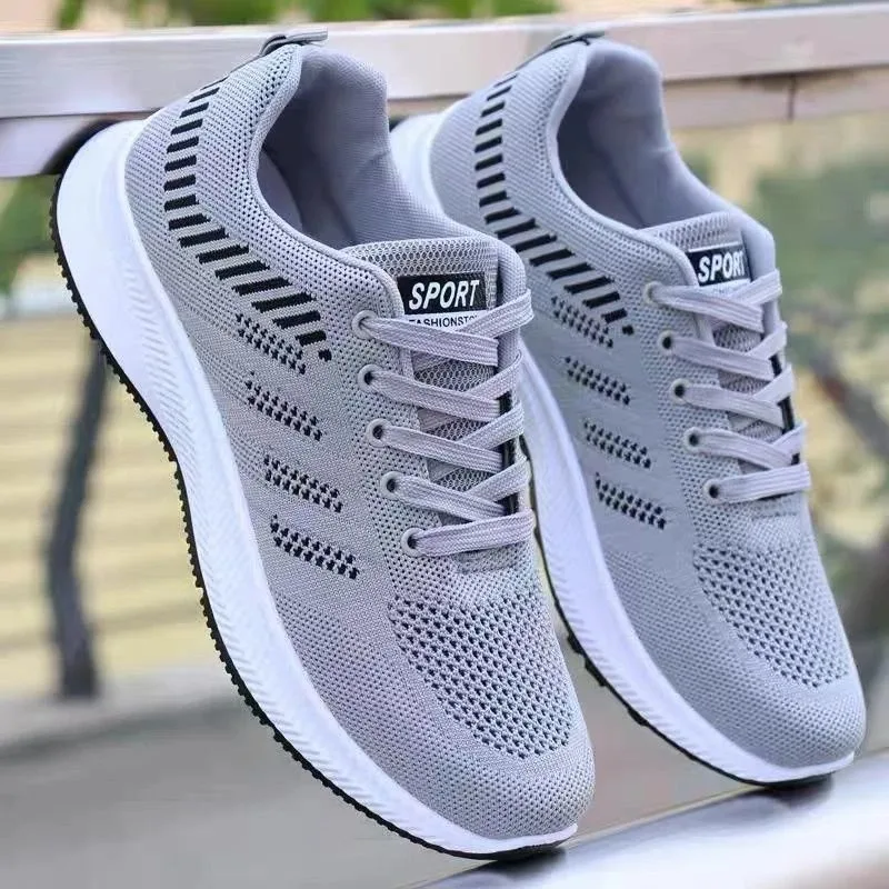 

Summer Unisex Mesh Casual Sneakers Outdoor Breathable Light Lace Up Casual Shoes for Men Flat Walking Training Sports Shoes