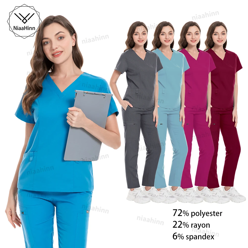 Скрабы, медицинская униформа, женские топы и брюки, хирургическая форма медсестры, скраб, модная женская медицинская униформа из спандекса