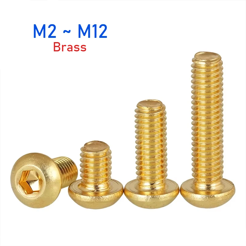 

M2 - M12 High Quality Brass Half Round Head Hexagon Socket Screw and Golden Hexagon Socket Bolt Length 8mm~60mm