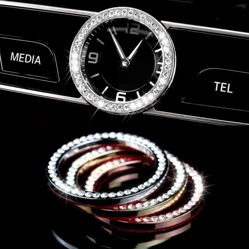 Car Center Console Clock Table Watch Ring Trim Diamond Cover Sticker Decal For Mercedes Benz C E S GLC Class W205 W213 W222 X253
